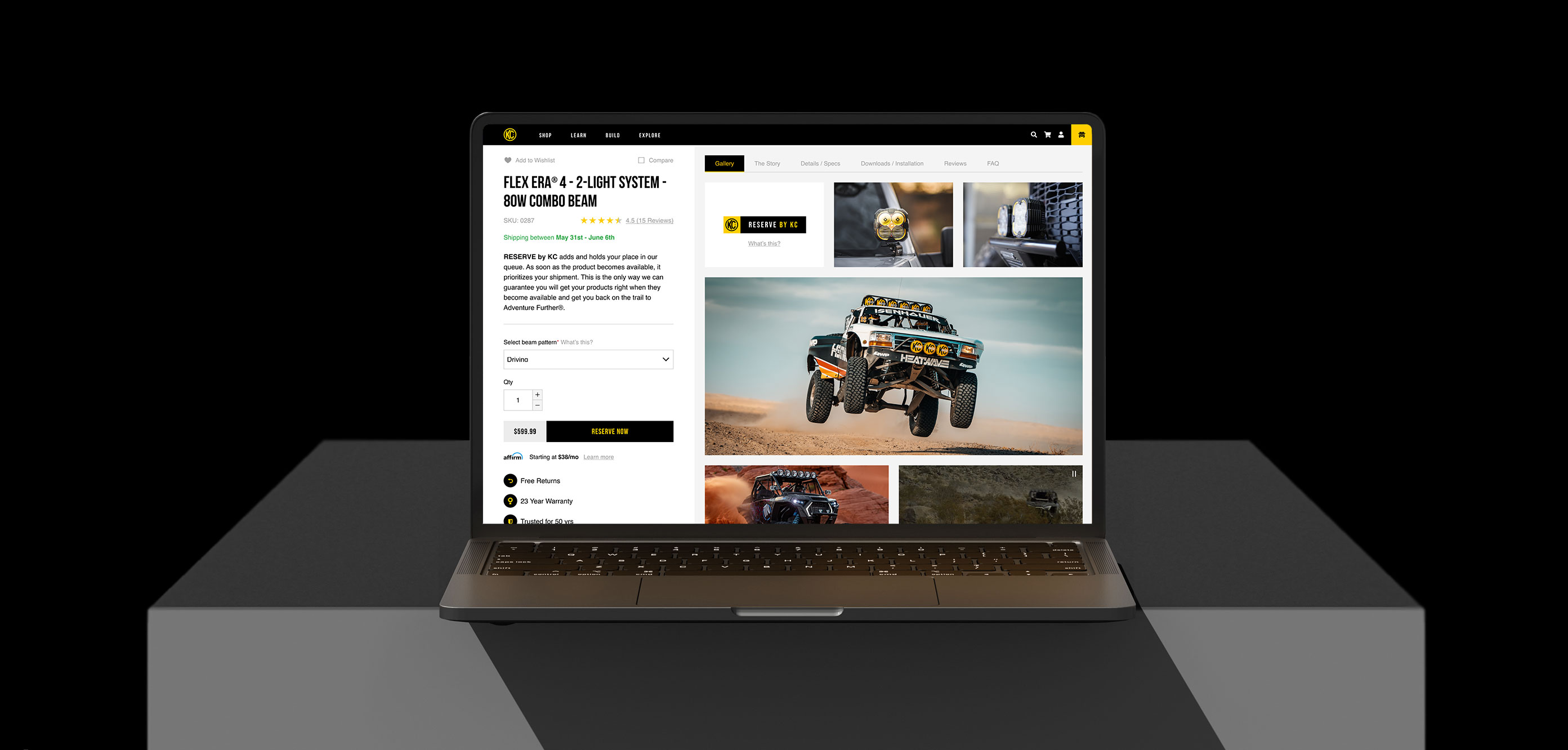 Product detail page