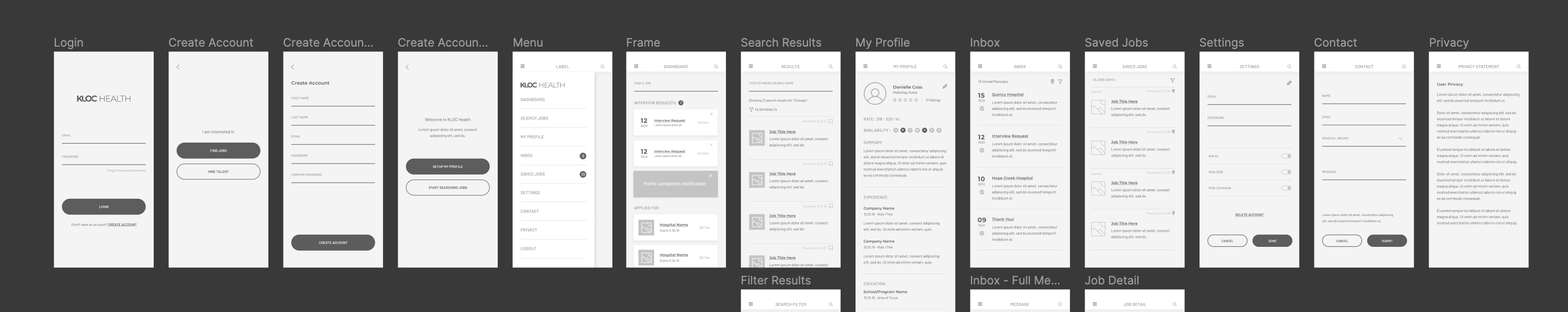 Wireframe detail: credentials flow