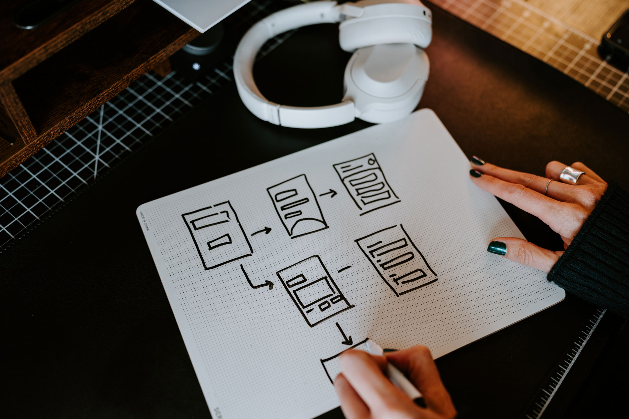 Early wireframing sketches